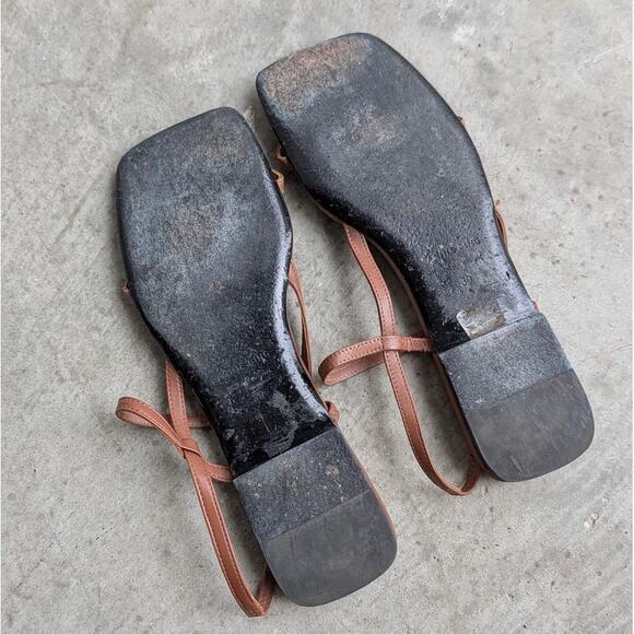 Anine Bing Hilda Sandals Womens EU 39/ US 9 Brown Leather Slip On Slingback Flat - Picture 7 of 8